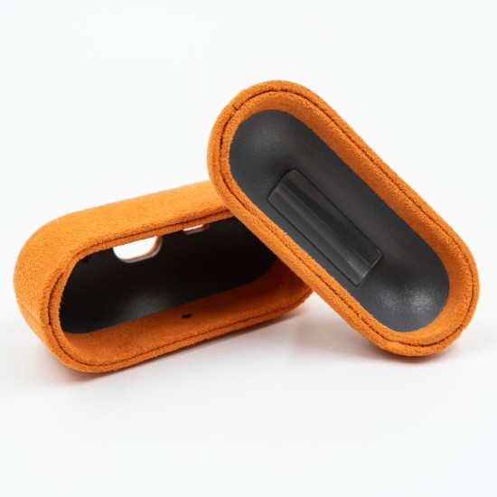 Husa alcantara SILKASE pentru Airpods Pro/ Pro 2, culoare portocaliu, soft (Pro, H0586) by www.silkase.ro
